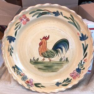 Home "Rooster" Hand Painted Stoneware 11" Dinner Plate